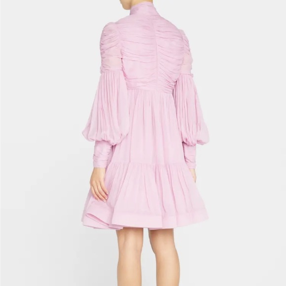 Zimmermann Celestial Pink Tie Neck Chiffon Dress - Picture 5 of 9